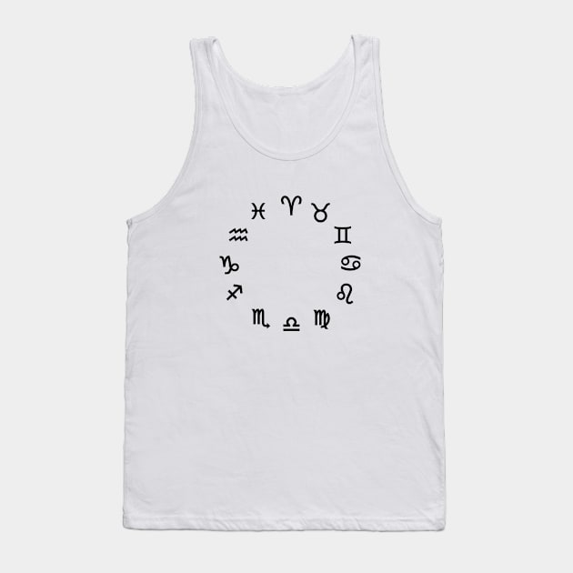 Zodiac Wheel - Black Print Tank Top by softbluehum